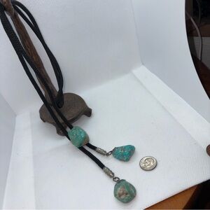 Western Bolo Tie with 3 Turquoise Colored Stones